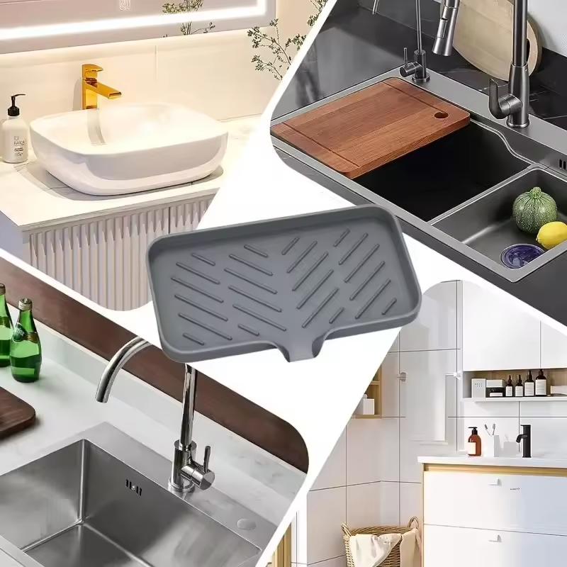 Silicone Sponge & Soap Holder – Self-Draining Sink Organizer