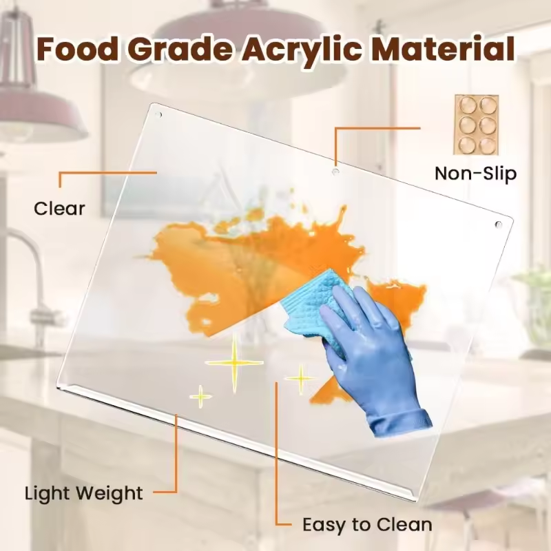 Clear Acrylic Cutting Board – Anti-Slip Chopping Board with Counter Lip