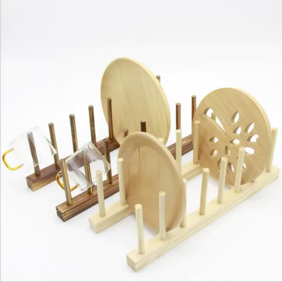 Wooden Dish Drying Rack – Plate & Cup Organizer