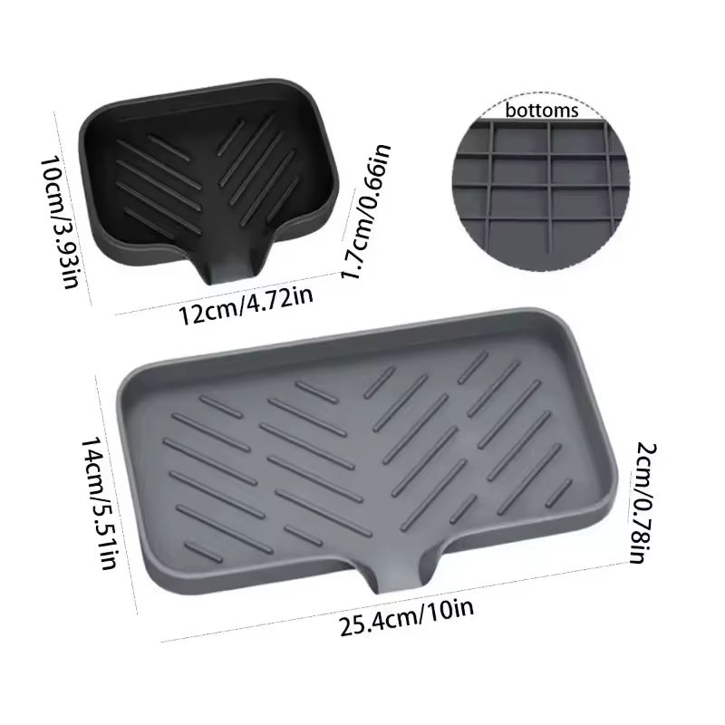 Silicone Sponge & Soap Holder – Self-Draining Sink Organizer