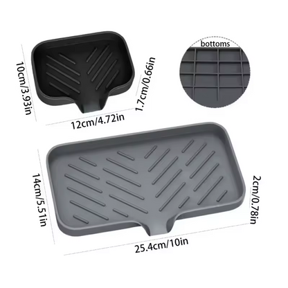 Silicone Sponge & Soap Holder – Self-Draining Sink Organizer