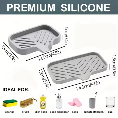 Silicone Sink Tray with Drain – Kitchen Soap & Sponge Holder