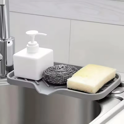Silicone Sink Tray with Drain – Kitchen Soap & Sponge Holder