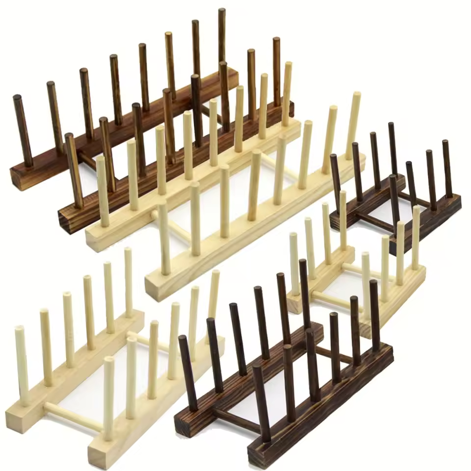 Wooden Dish Drying Rack – Plate & Cup Organizer