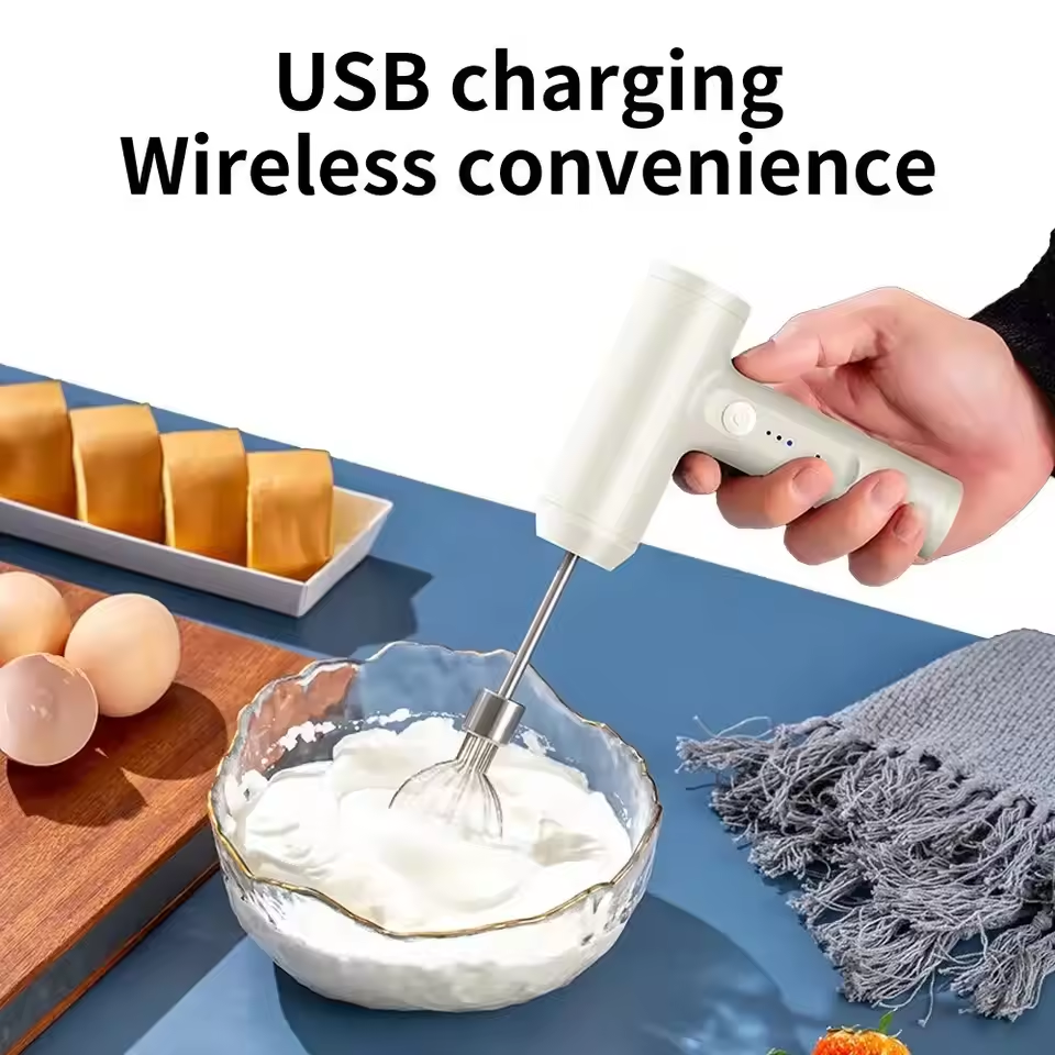 Wireless Electric Food Mixer – 3-Speed Whisk & Egg Beater