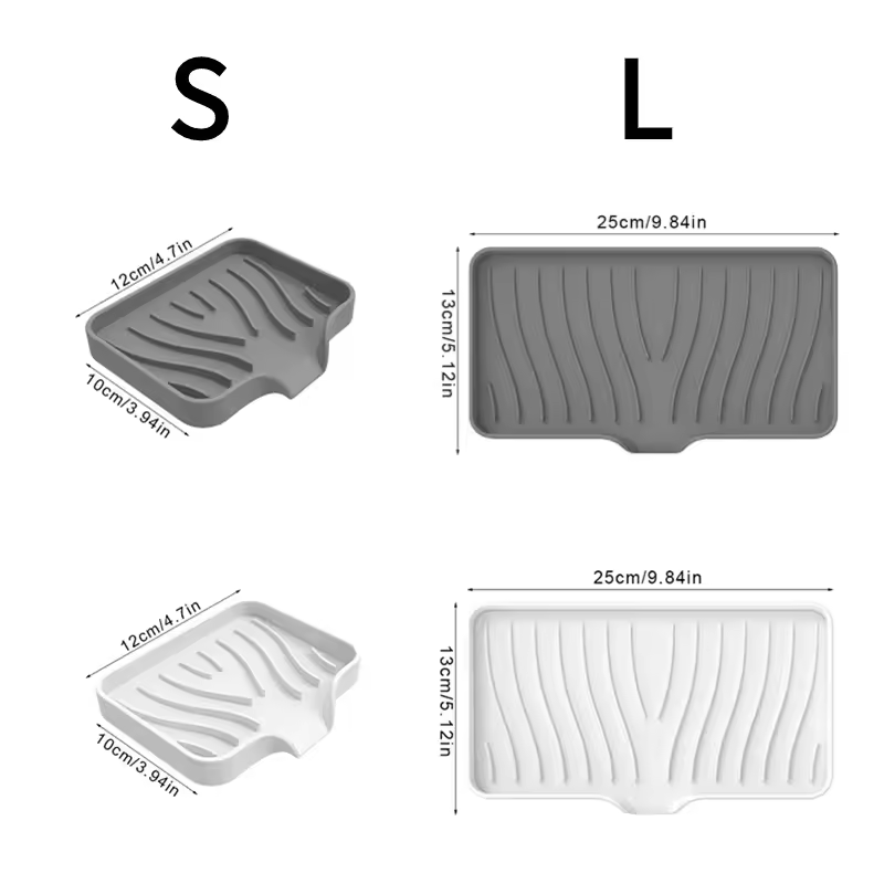 Silicone Sponge & Soap Holder – Self-Draining Sink Organizer