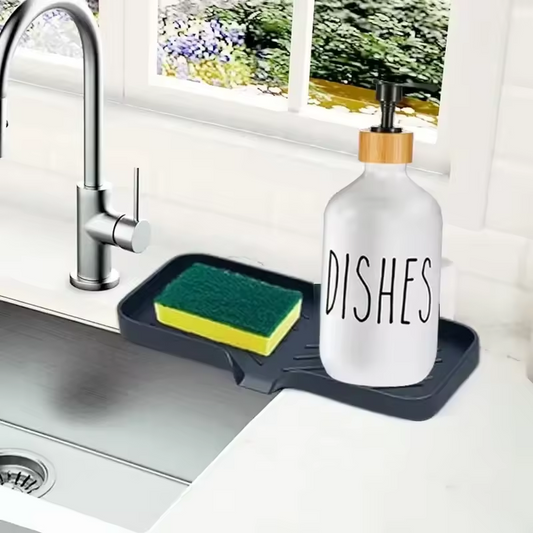 Silicone Sponge & Soap Holder – Self-Draining Sink Organizer