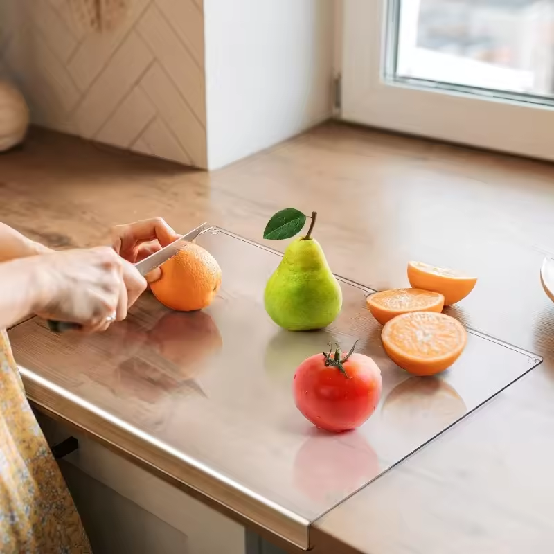 Clear Acrylic Cutting Board – Anti-Slip Chopping Board with Counter Lip